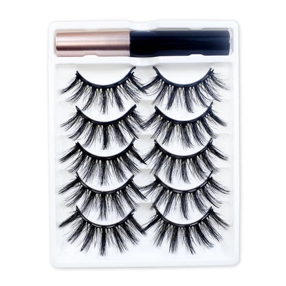 REDSIREN 5 Pairs Magnetic Eyelashes with Eyeliner – Reusable Thick Natural False Lashes