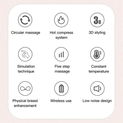 Electric Wireless Breast Massage Bra – Hot Compress Chest Care & Enhancement Massager