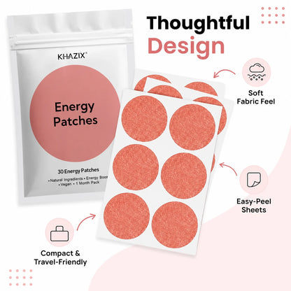 Energy Patches - 30-Piece Vegan-Friendly Daily Energy Support Stickers for Work, Travel & Sports