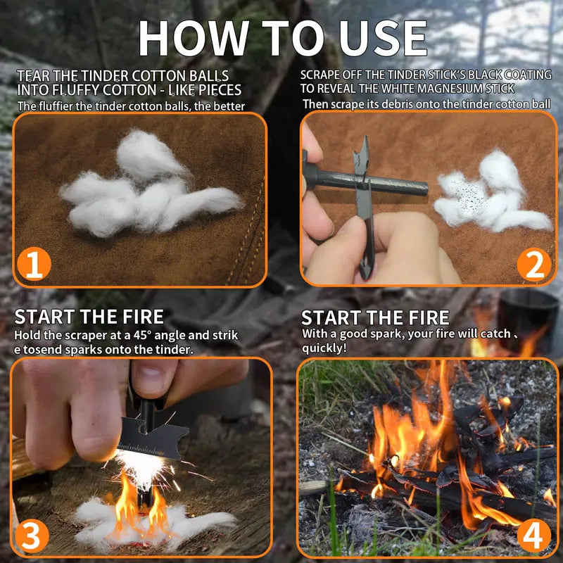 30/60pcs Fire Starter Cotton Sticks – Mini Portable Emergency Fire Starters for Camping & Hiking