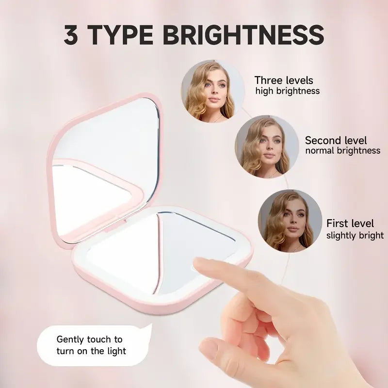 LED Lighted Compact Makeup Mirror - 1X/2X Magnifying Folding Pocket Travel Mirror for Purse & Gift