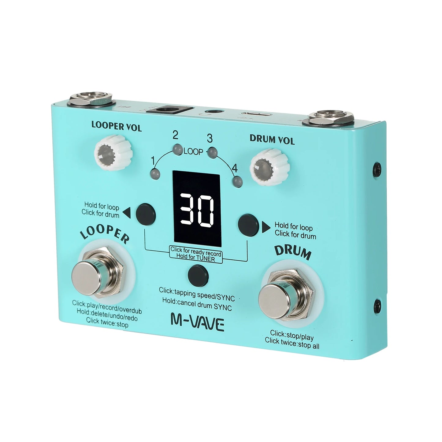 M-VAVE LOST TEMPO Effect Pedal – 2 in 1 Drum & Looper Mini Pedal with Double Footswitch, Drum Machine Pedal