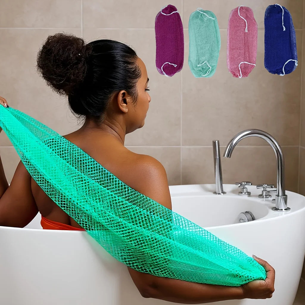 African Net Bath Sponge - Exfoliating Body Scrub for Deep Cleansing and Smoothing Arms, Feet, Back, Neck & Legs