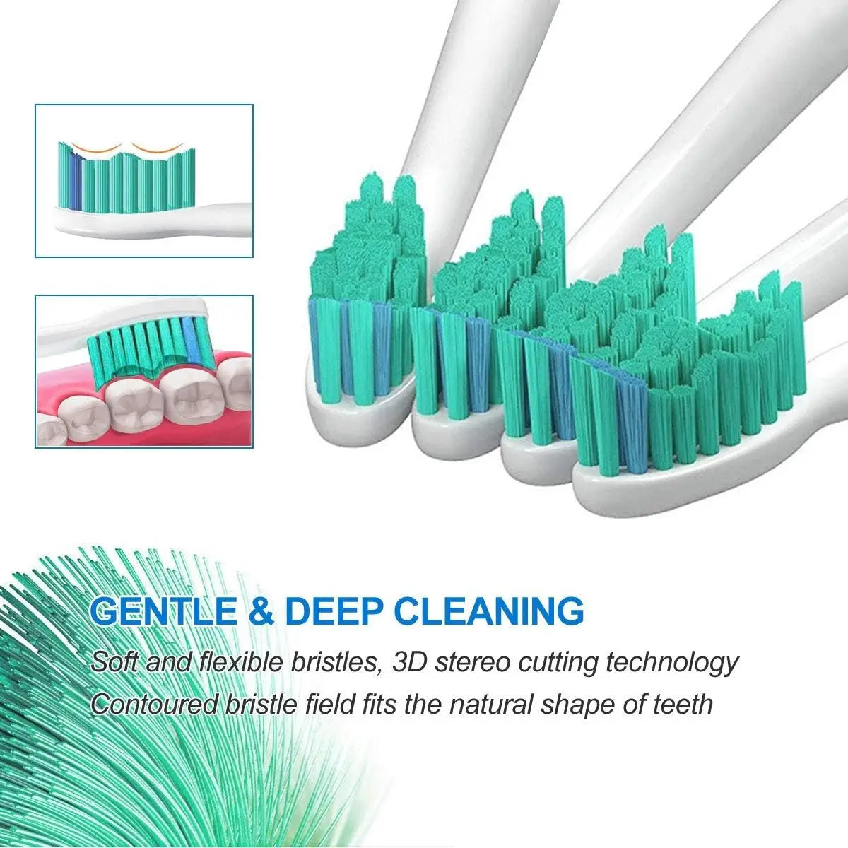 4-32PCS Replacement Toothbrush Heads – Compatible with Philips Sonicare Electric Toothbrush Models 1100/2100/4100/4300/5100/5300/6100
