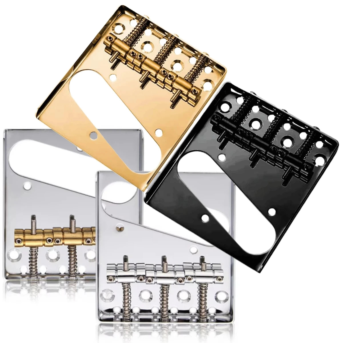 Pro Telecaster TL Bridge Upgrade — 6-Point Brass Saddles with Ashtray Design, CNC Aluminum Base for Vintage Tone Enhancement