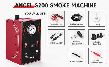 ANCEL S200 EVAP Smoke Leak Detector — Car & Motorcycle Diagnostic Smoke Machine for Vacuum, Oil & Fuel Pipe Leak Detection