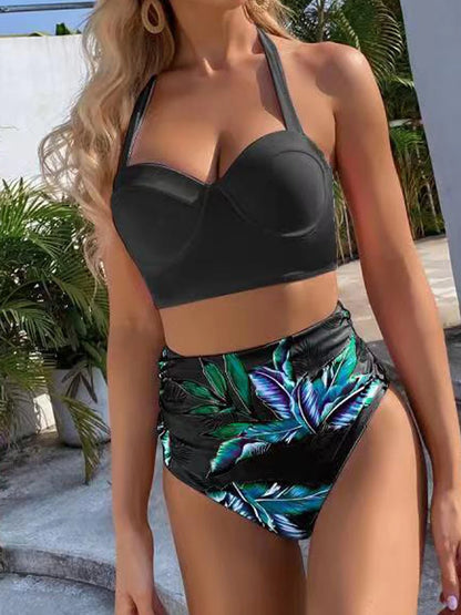 Women’s Butterfly Print Push Up Bikini Set - High Waist Padded Swimsuit for Summer Beachwear