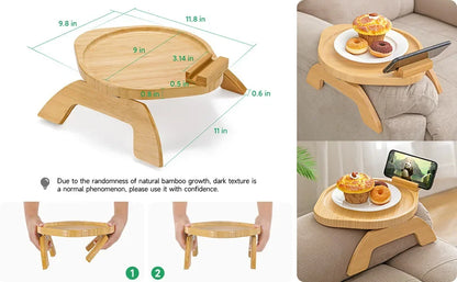 Portable Sofa Arm Tray – Clip-on Couch Armrest Table for Snacks, Drinks, and Remote Control