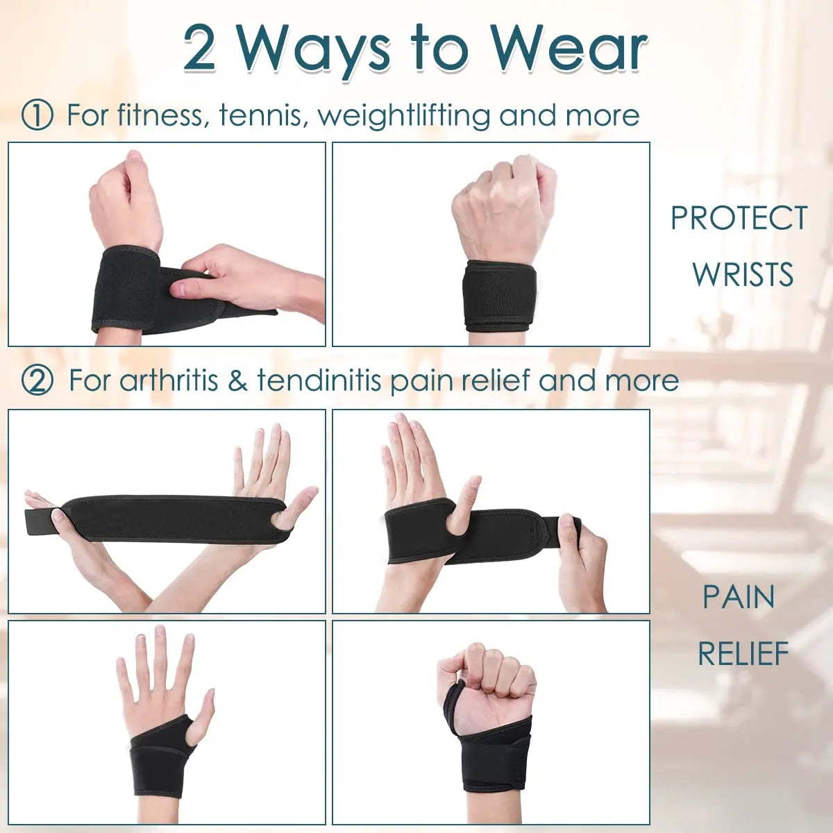Wrist Wraps for Carpal Tunnel Relief - Adjustable Wrist Support & Thumb Brace for Joint Pain Protection in Sports