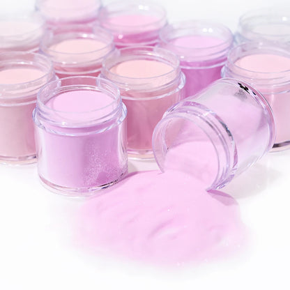 12-Color Nude Pink 3-in-1 Professional Acrylic Powder Set - 12 Jars for Dip & Acrylic Nail Extensions, Structure & Dust, 10g Each
