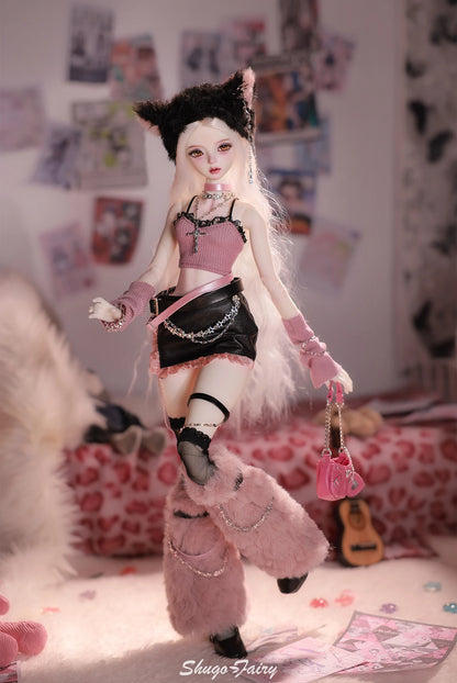 Celia N Y2K Baddie 1/4 BJD Doll – Fullset Pastel Punk Pink Cyber Style, Sweet Honey Girl ShugaFairy Collectible Figure