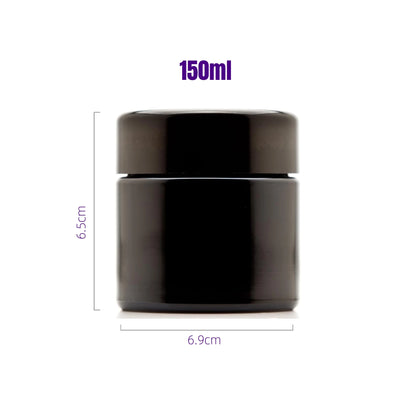 Airtight UV Glass Jar — Smell-Proof 1/2oz-1L Container with 2-Way 62% Humidity Pack to Keep Goods Fresh