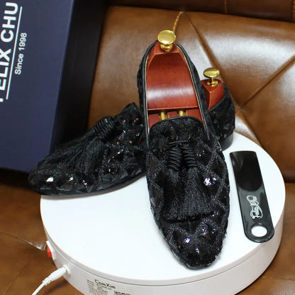 Men’s Tassel Loafers - Luxury Black and Red Designer-Inspired Wedding and Casual Dress Shoes for Spring and Summer