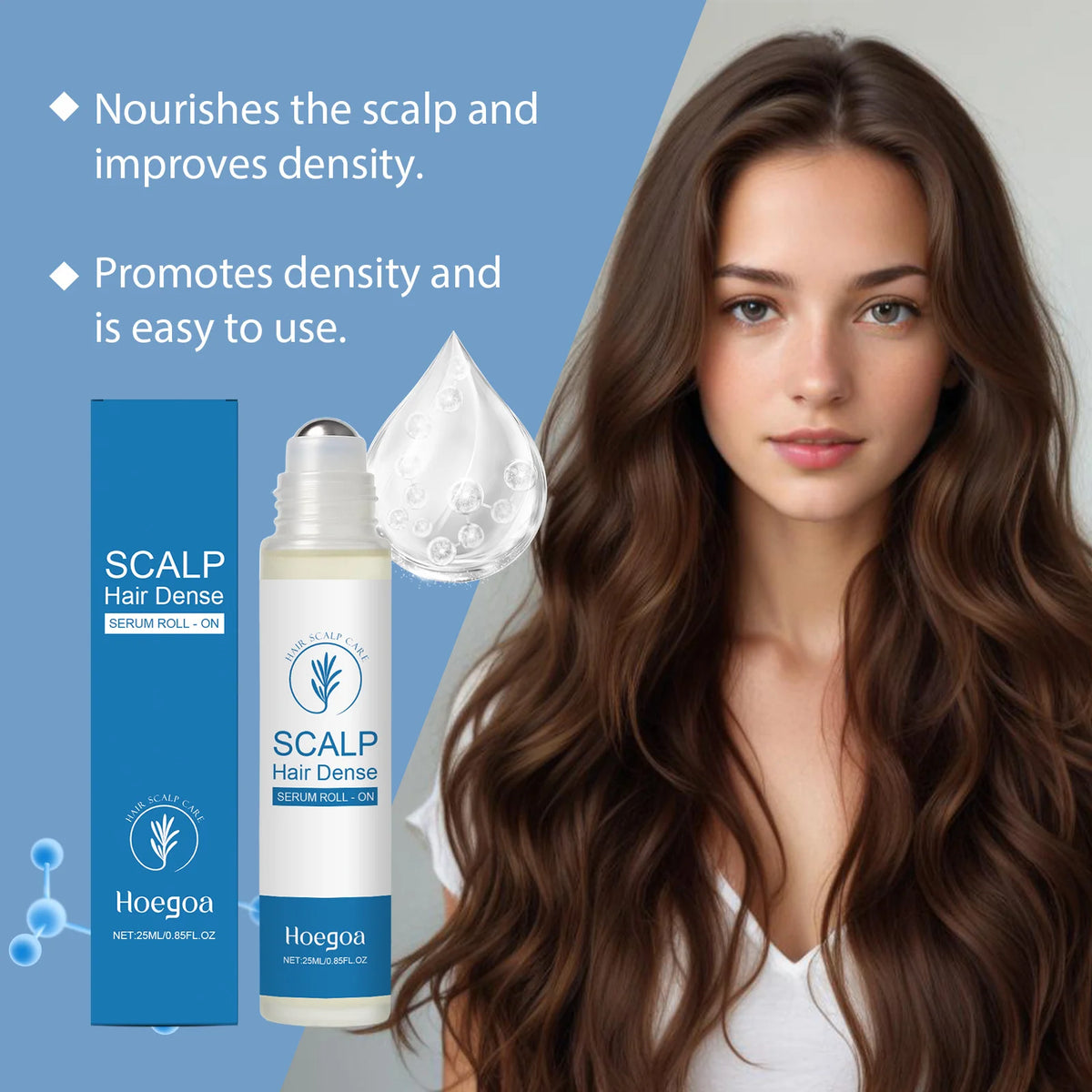 Rosemary Hair Growth Essence with Massage Roller - Scalp Nourishing Serum for Stronger, Fuller-Looking Hair