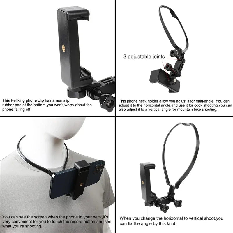 Hands-Free Neck Phone Holder - Adjustable Wearable Mount for iPhone, Samsung & GoPro