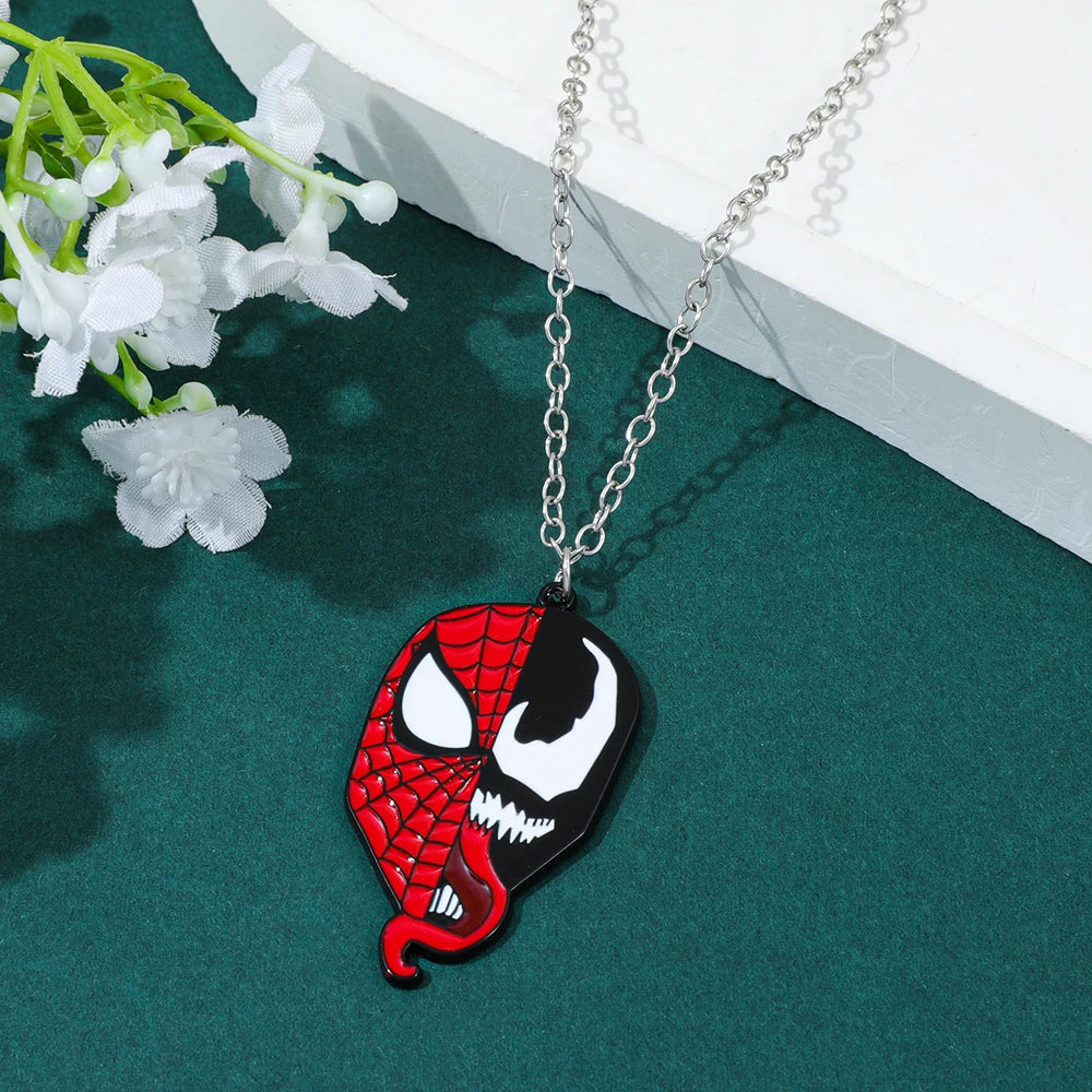 Venom & Spider-Man Necklace - Superhero Pendant Fashion Jewelry, Unique Gift for Fans