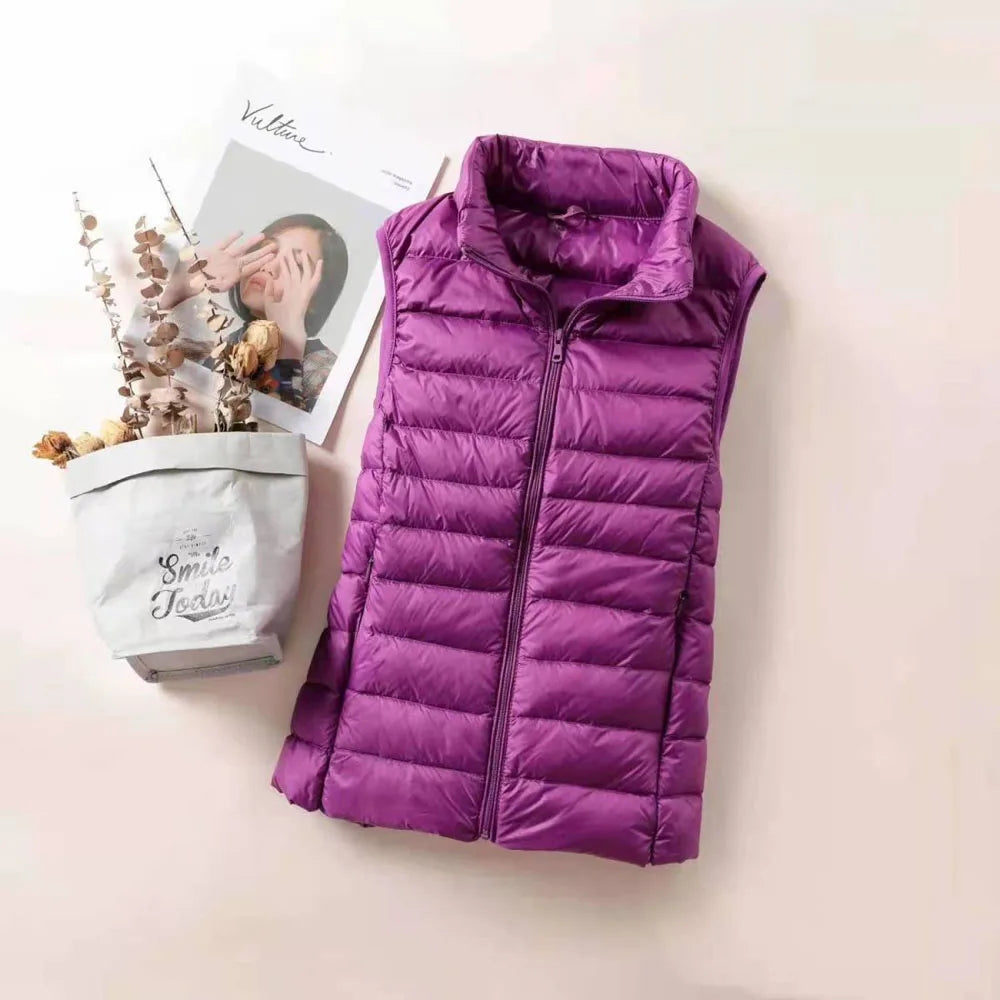 2024 Women's Ultra-Light Down Vest – Slim Sleeveless, Portable & Windproof Lightweight Waistcoat for Girls