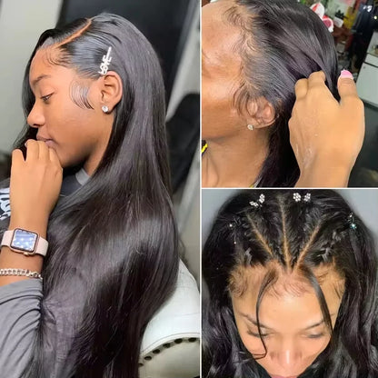 38 Inch 210% Density Bone Straight Lace Front Wig – HD Transparent 13x6 Brazilian Human Hair Wig for Women
