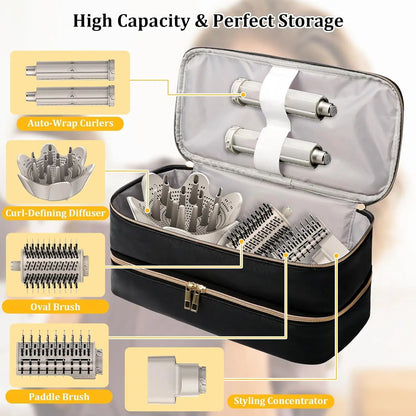 Waterproof Double-Layer Hair Dryer Case for Shark FlexStyle/Dyson Airwrap – Portable Large Capacity Curler Bag