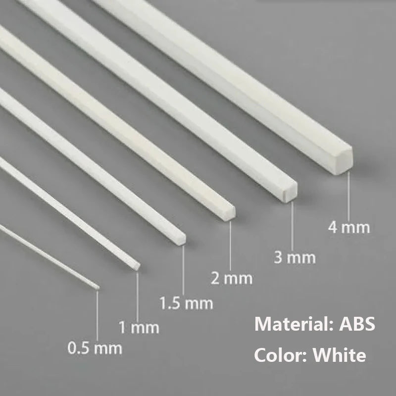 ABS White Plastic Rods – Round & Square Sticks for Architecture Model Making, DIY Craft & Cutting Supplies