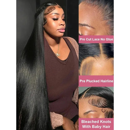 36-38 Inch HD Transparent Lace Front Wig – 13x6 & 5x5 Glueless Bone Straight Human Hair, 200 Density