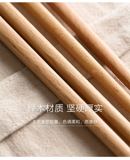 Japanese Extra Long Wooden Chopsticks – Polished Beech Wood, Anti-Slip for Fried Food & Noodles, Kitchen Cooking Tools