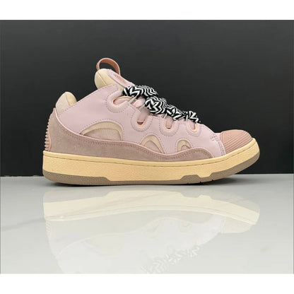 Unisex Leather Lace-Up Sneakers - Retro Casual Sports Shoes with Dad Shoe Style
