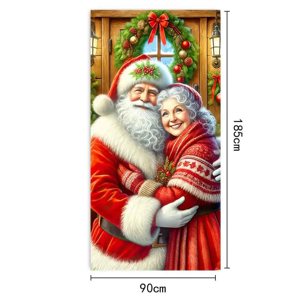 Christmas Fabric Door Banner – Merry Christmas Hanging Background for Photo Booth, Xmas Decor & Photography Props
