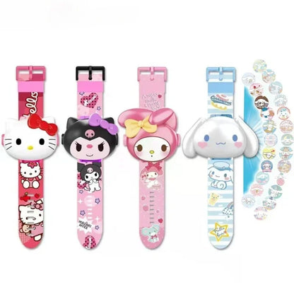 Kawaii Kitty 3D Projection Digital Watch – Cute Anime Figure Flip Watch for Kids