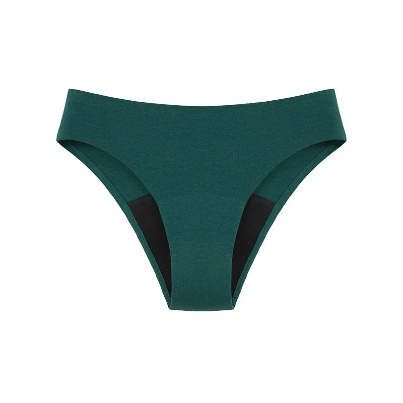 Seamless Cotton Menstrual Panties – 4-Layer Leakproof Fast-Absorption Period Underwear for Teens, Mid-Rise Incontinence Macaron Undies