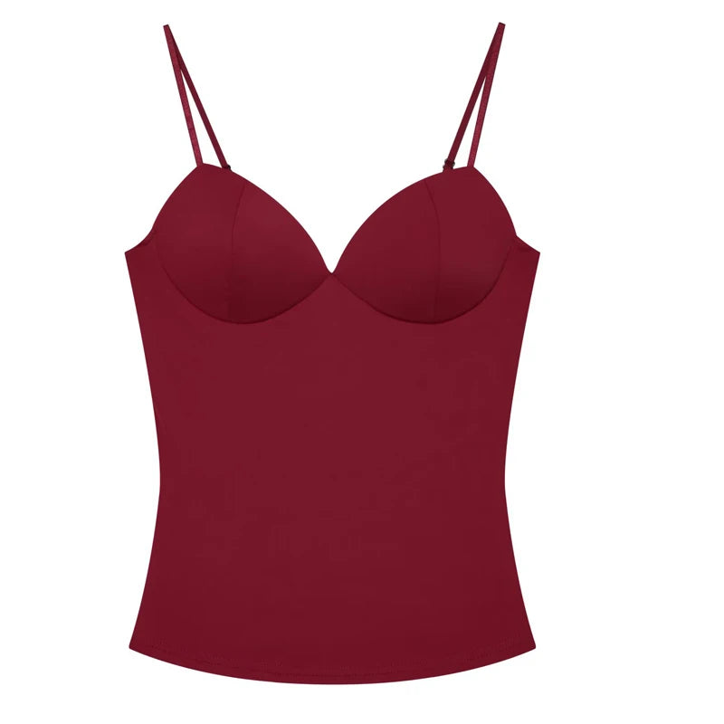 Women’s Sleeveless Crop Top - Backless Corset Camisole Bodycon Bustier Tank Top with Adjustable Straps