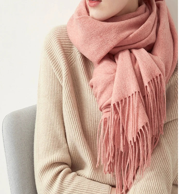 Solidlove Women’s Wool Winter Scarf – 100% Wool Cashmere Poncho Wrap, Fashionable Adult Scarf for Ladies