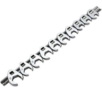 10pcs 3/8" Drive Crowfoot Wrench Set — 10-22mm Metric Open-End Spanners for Torque Wrench