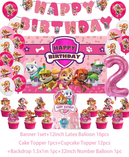 PAW Patrol Skye Pink Birthday Party Decorations Set – Foil Balloon Backdrop, Disposable Tableware & Baby Shower Supplies for Girls Kids Gifts