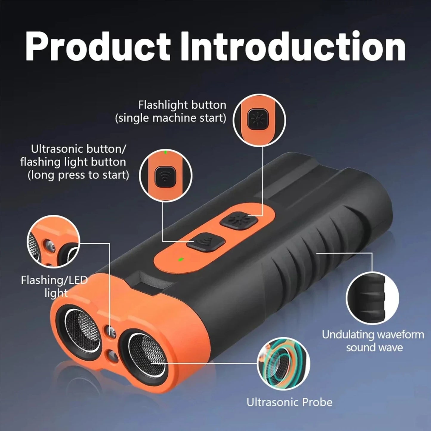 Ultrasonic Dog Repeller - Dual Head USB Rechargeable Anti-Bark Training Device with LED Flashlight