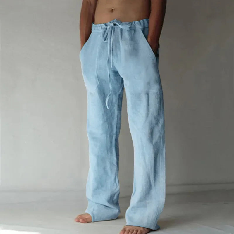 Men's Cotton Linen Pants – New Spring Summer 2023 Breathable Solid Color Trousers, Fitness Streetwear S-3XL