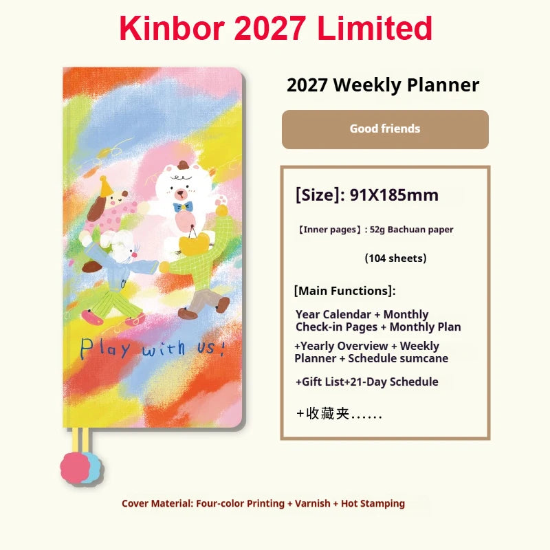 Kinbor Undated Weekly Planner - Illustrated Hardcover To-Do List Notebook