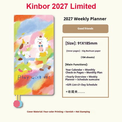 Kinbor Undated Weekly Planner - Illustrated Hardcover To-Do List Notebook