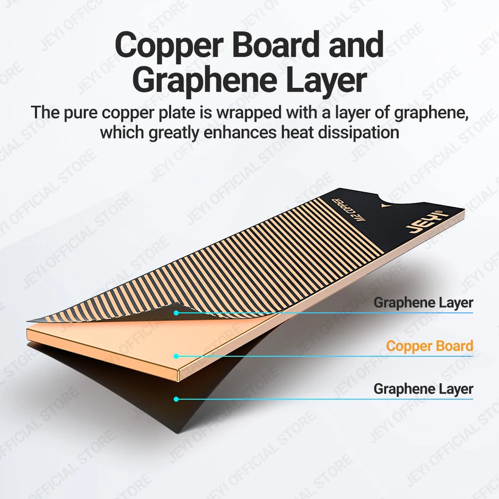 JEYI M.2 Copper SSD Heatsink with Graphene Layer - NVMe NGFF 2280 Drive Cooler for Laptop, PC & PS5
