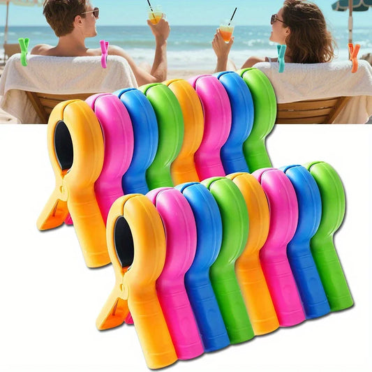 4/8pcs Beach Towel Clips - Heavy Duty Chair Towel Holders & Strong Clothes Pins for Pool, Cruise & Outdoor Use
