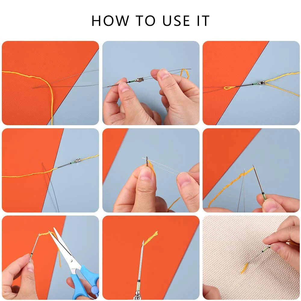 6 Pcs Punch Needle Beginner Kit – Adjustable Rug Punch Needles with Yarn for Cross Stitch and Embroidery Crafts