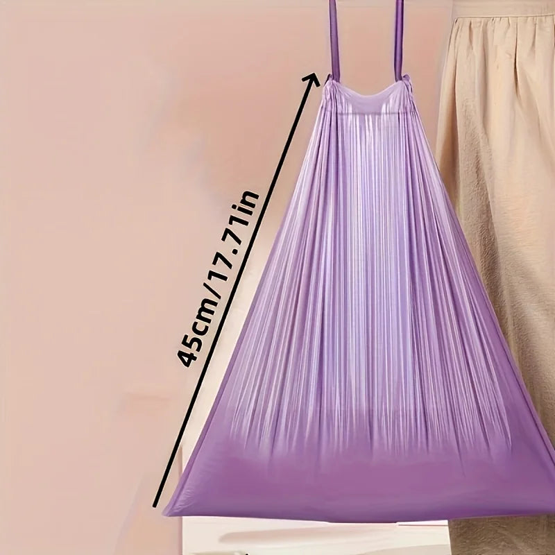Purple Drawstring Trash Bags 100-Pack – Thick Leak-Proof Disposable Garbage Bags for Kitchen Bathroom Home Use Bin Liners