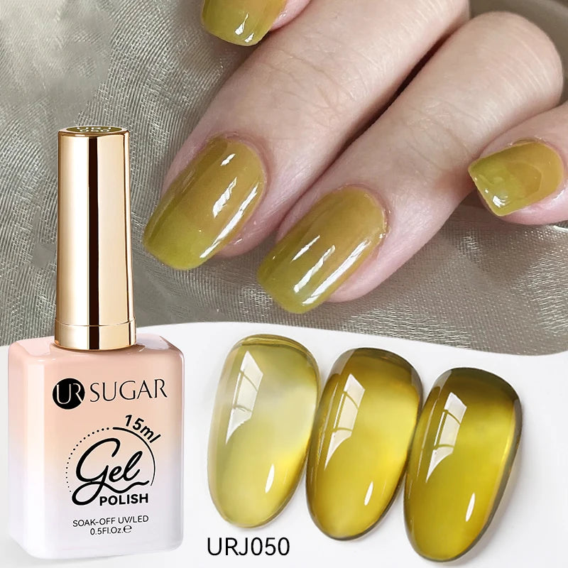UR SUGAR 15ml Jelly Milky White Gel Polish – Translucent UV Soak Off Nail Art Varnish Semi-Permanent Fashion Nail Color