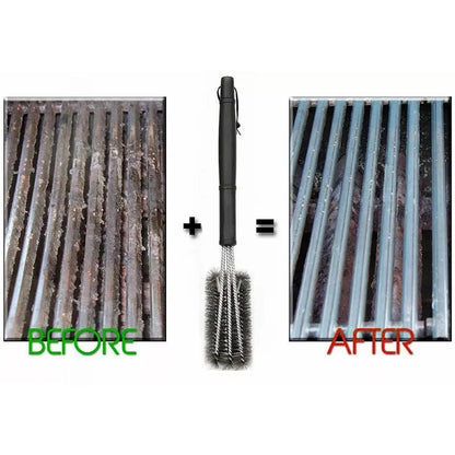 FINDKING Grill Cleaning Brush - BBQ Tool with 3 Stainless Steel Brushes in 1 - Best Barbecue Cleaner and BBQ Accessories