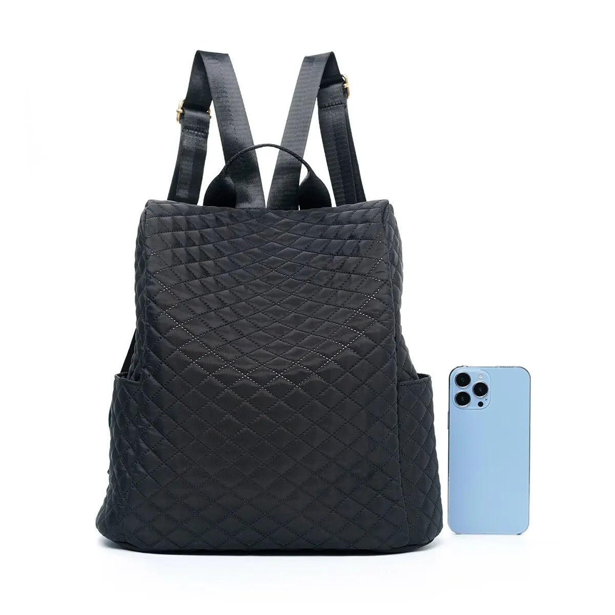 Women's Black Quilted Backpack - Waterproof, Durable Fashion Backpack with Anti-Theft Design