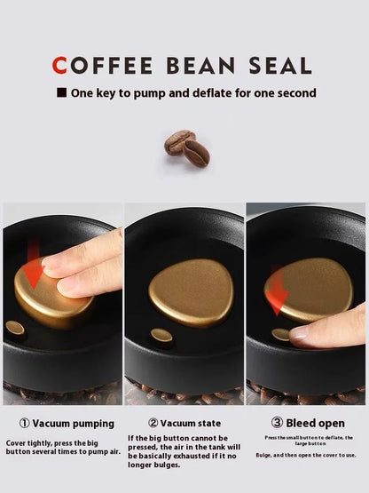 Coffee Bean Vacuum Sealed Glass Jar — Light-Proof, Airtight Container for Food, Grains, Candy & Moisture-Proof Storage