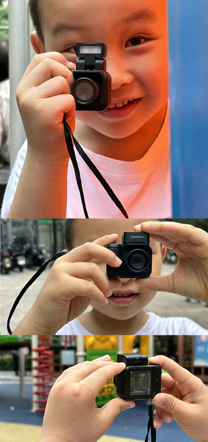 Y4000 Monoreflex Mini Camera 1080P Portable Video Recorder with Flash Lamp, Battery Dock & LCD Screen