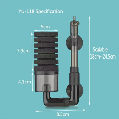 Aquarium Sponge Filter with Air Pump – Bio Skimmer & Biochemical Filter for Fish Tanks