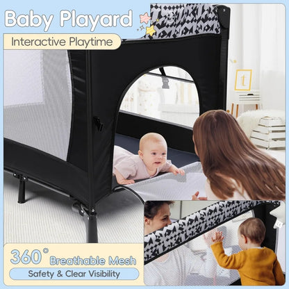 5-in-1 Portable Pack and Play Bassinet — Bedside Sleeper with Diaper Changer, Storage Bag & Music Box