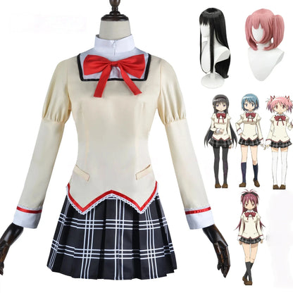 Puella Magi Madoka Magica Cosplay Costume - Madoka Kaname and Homura Akemi School Uniform for Anime Fans and Halloween